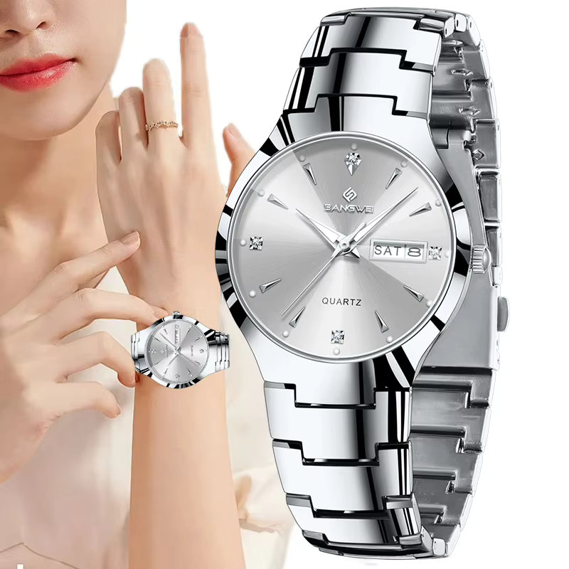 BANGWEI Armbanduhr, Diamantbesetzt, Edelstahl, Quarz, Silber, Damen - Bild 6