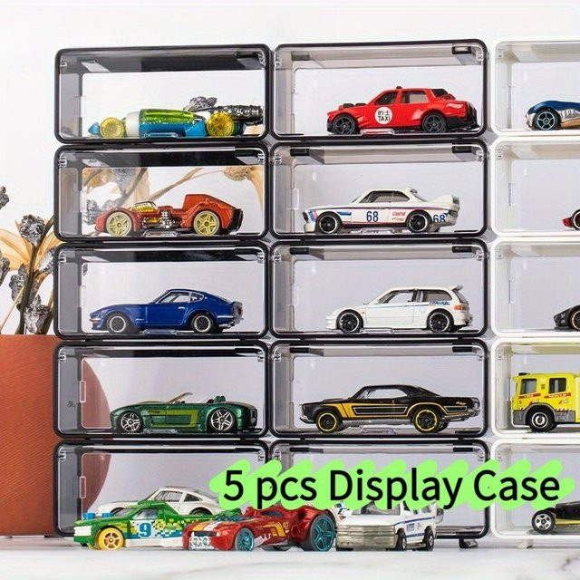 5er Set PGY Staubdichte Acryl Vitrinen mit Deckel und Stapelfunktion, Transparent, für Auto Modelle und Spielzeug - Bild 1