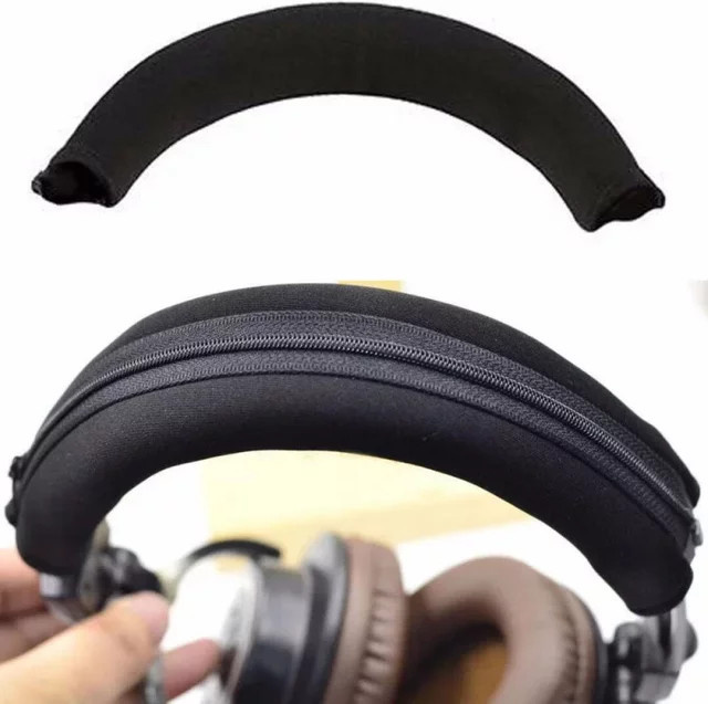 Schutzhülle mit Reißverschluss für Audio Technica Kopfhörer als Kopfband-Kissen Pad in Schwarz, passend für ATH MSR7, M50X, M40X, M30 und M20X - Bild 1