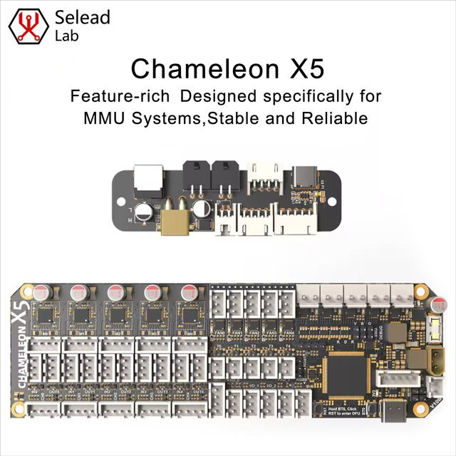 Seleadlab Chameleon X5 Motherboard ERCF QuattroBox V1 V2 MMU Systemboard mit Heißlufttrocknung und USB/CANBUS-Kommunikation in Schwarz - Bild 1