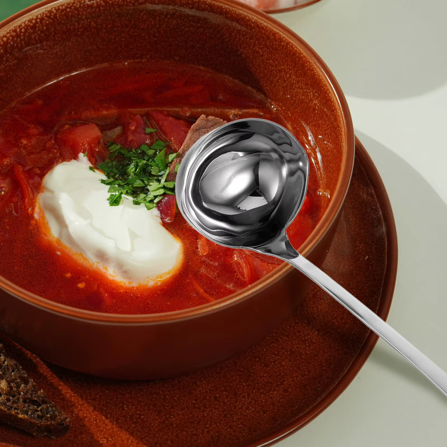 ROSENICE Schöpfkelle aus Edelstahl in Silber mit zwei Ausgießern und langem Griff - Bild 2