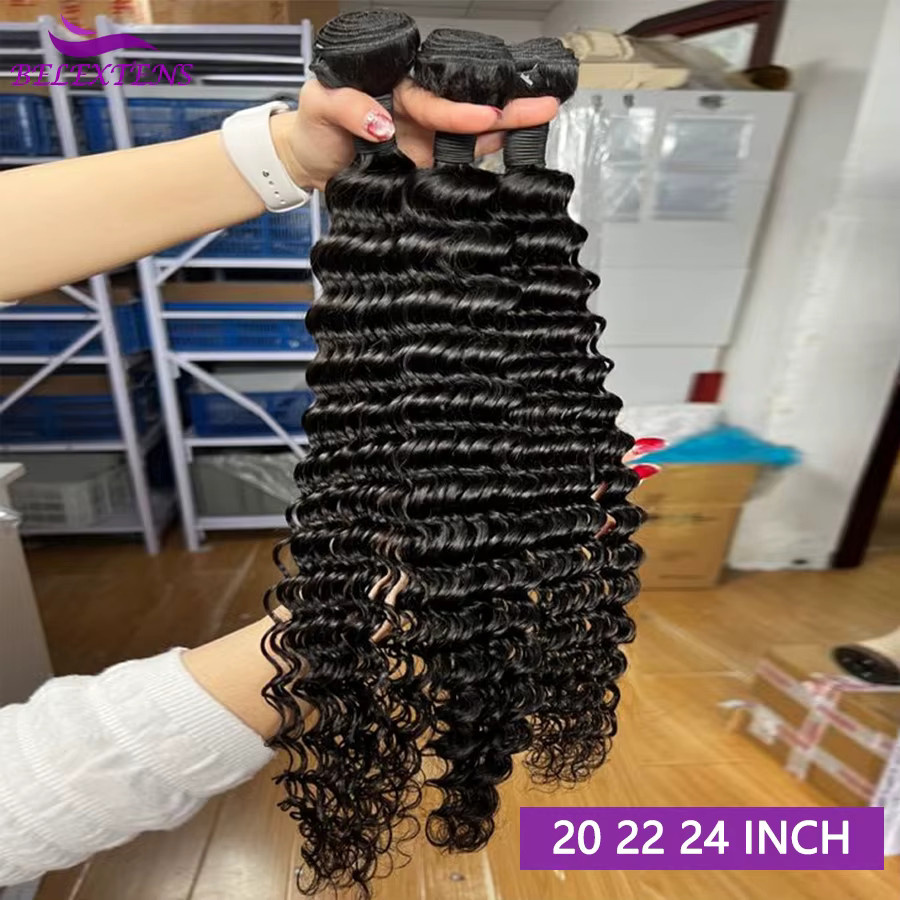 BELEXTENS Deep Wave Human Hair Bundles, 100 % Echthaar, 18-22 Zoll - Bild 2