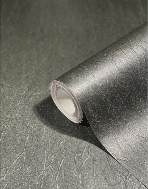 Marburg Vliestapete Uni Crushed-Optik Streifen Modern Schwarz B: 0,7 m x L: 10,05 m - Bild 1
