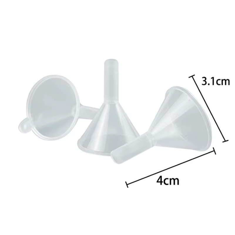 20 Stück Mini-Trichter aus Kunststoff in Transparent für Laborbedarf und Schule, Durchmesser: 39 mm, Breite: 31 mm - Bild 2