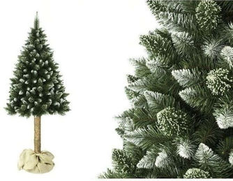 Viking Choice Künstlicher Weihnachtsbaum in 3 Teilen aus Holz und Kunststoff, Farbe: Grün/Braun/Weiß, Höhe: 180 cm - Bild 1