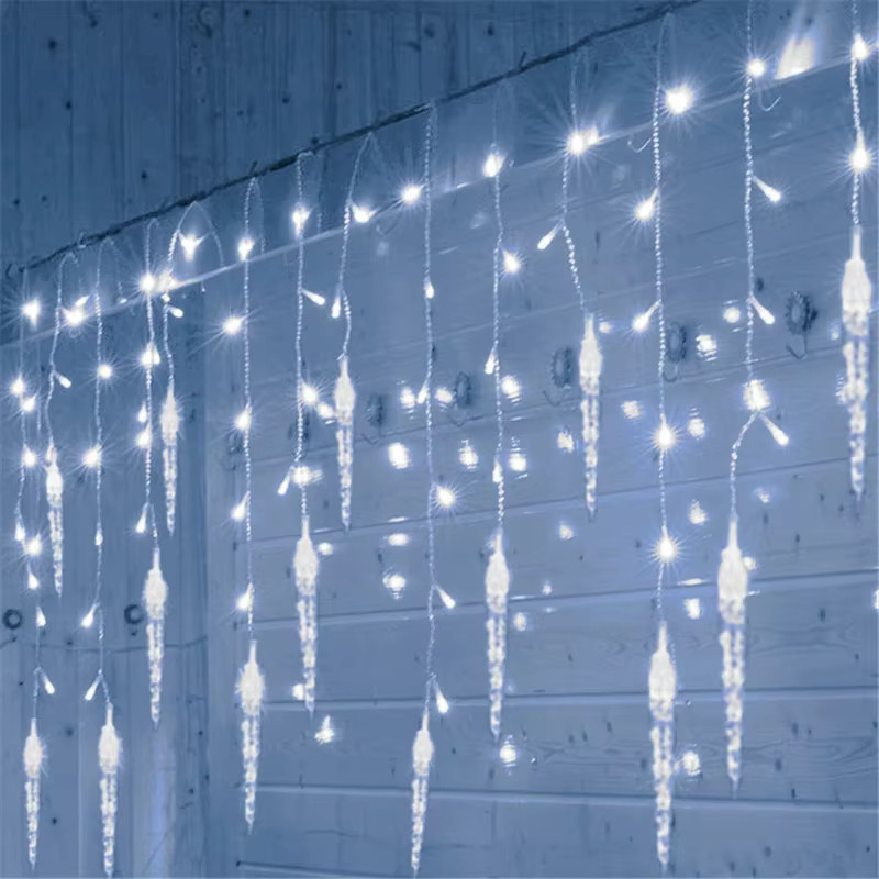 LED-Lichtervorhang Eiszapfen-Lichterkette OKAL RED EAST in Transparent für die Außenbeleuchtung im Garten und zur Weihnachtsdekoration - Bild 1