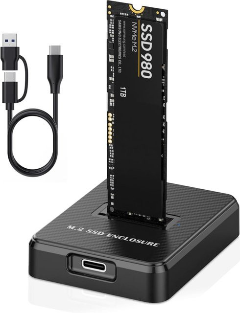IRhasta M.2 NVMe SATA SSD Dockingstation Externes SSD-Festplattengehäuse mit 10G Geschwindigkeit in Schwarz - Bild 1