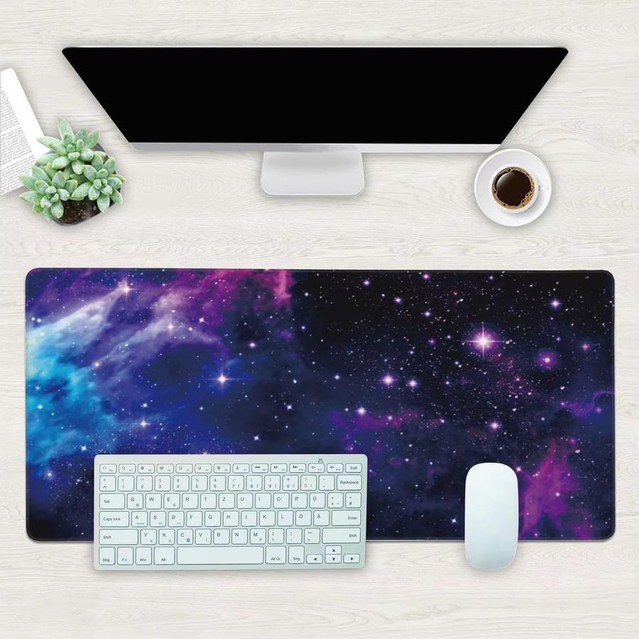 Galaxy Nebula Space Mauspad in Multicolour mit rutschfester Basis und genähten Kanten für Gaming, Zuhause und Büro - Bild 2
