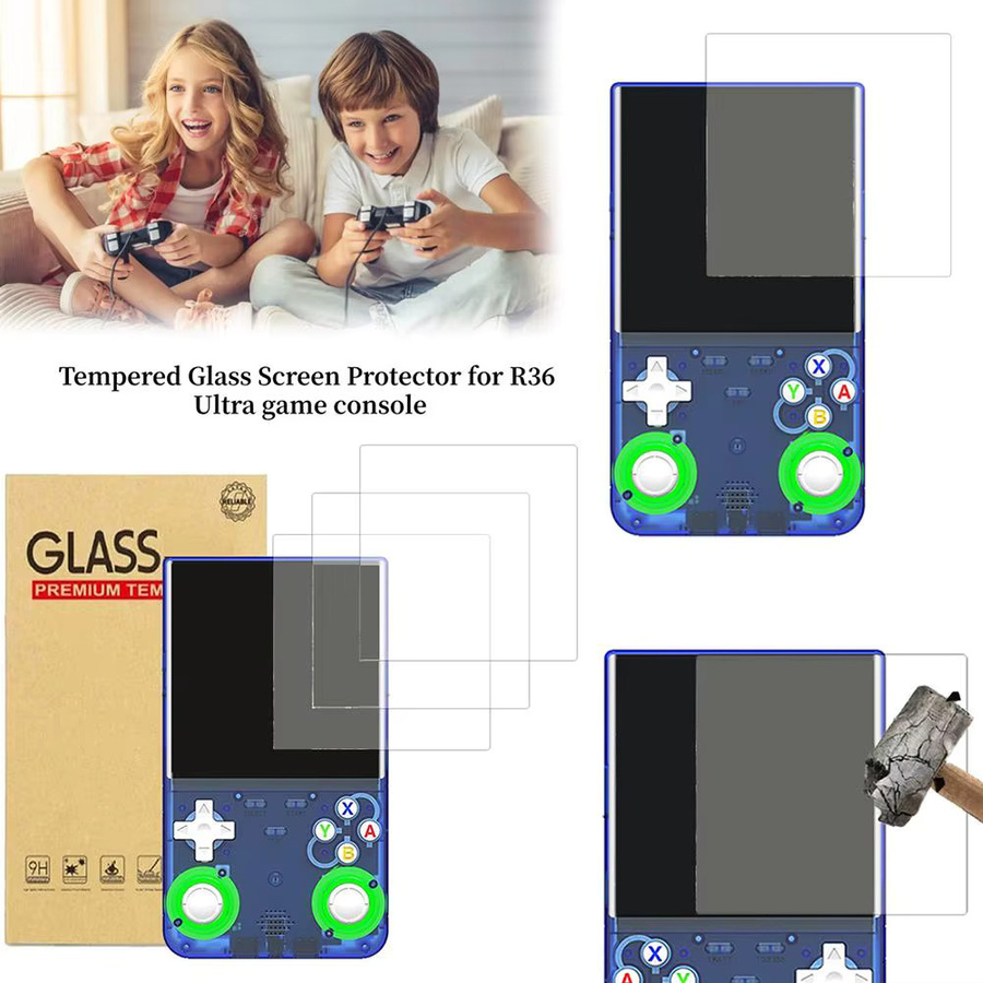 Hochwertige gehärtete Schutzfolie für die R36 Ultra Retro Handheld Gaming Konsole, transparent - Bild 3
