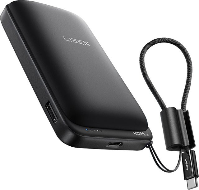 Lisen P604 Wireless Externe Batterie mit 10000mAh, 65W, QC + PD + FQI, USB-C und USB-A, Schwarz - Bild 1