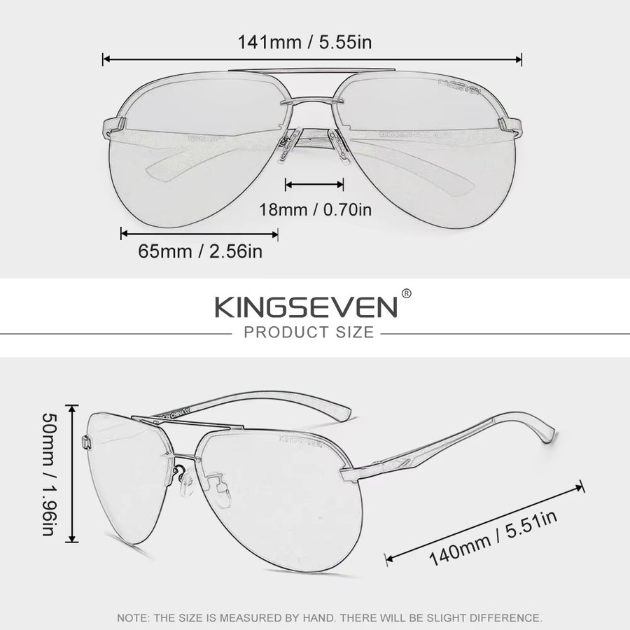 KINGSEVEN Sonnenbrille Pilot, randlos, Metall, polarisiert, Herren - Bild 3