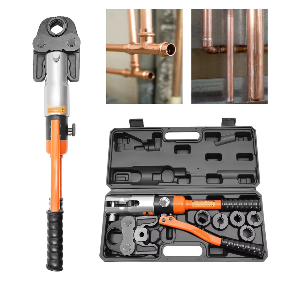Rohrcrimpzange Set CW-1632 für Kupferrohrverschraubungen und Edelstahlrohr mit 5 Matrizen in Orange - Bild 4
