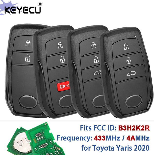 KEYECU Smart-Fernschlüssel für Toyota Yaris 2020+ mit HITAG AES Chip, FCC ID: B3H2K2R, 433,58/434,42MHz, Farbe: Schwarz - Bild 1