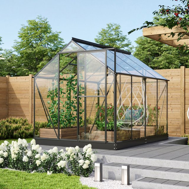 Vitavia Gewächshaus Triton 5000 Schwarz 5 m² mit Stahlfundamentrahmen und ESG-Sicherheitsglas - Bild 1