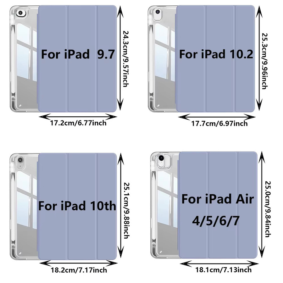 Apple Crystal Clear Case für iPad 11 Zoll (2025), 10. Generation, 11. Generation sowie iPad 9./8./7./6./5. Generation mit Stiftschlitz, transparent und purple - Bild 2