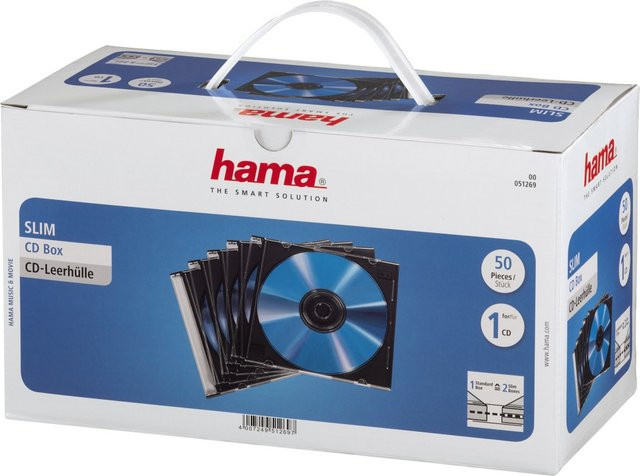 Hama Slim Jewel Case für CD/DVD, 50er-Pack, Transparent-Schwarz - Bild 1