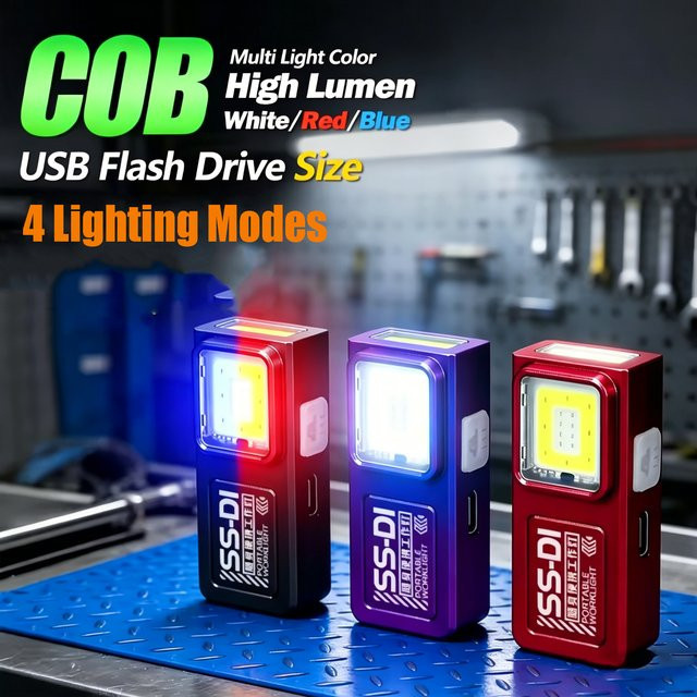 KDULIT LED COB Mini-Taschenlampe mit Magnet und RGB-Beleuchtung, wiederaufladbare tragbare Arbeitsleuchte für Camping und Notfälle - Bild 1