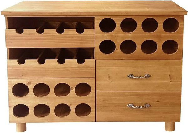 Vente-unique Weinregal Rioja aus Tannenholz und MDF in Naturfarben, Höhe: 90 cm