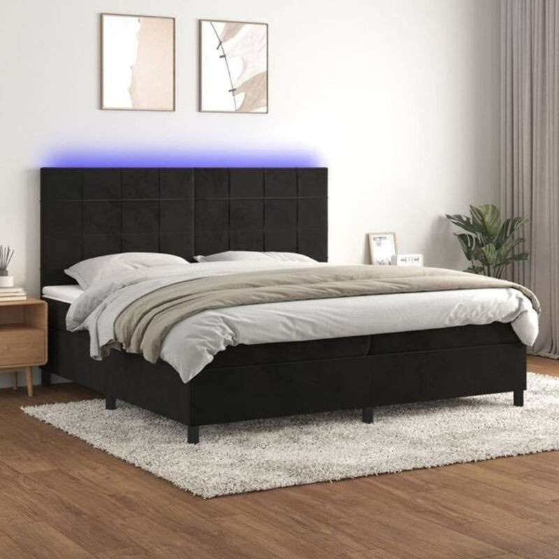 Vidaxl Boxspringbett mit Matratze und Polsterung in Schwarz aus Samt, B/T/H: 200 x 200 x 118 cm - Bild 1