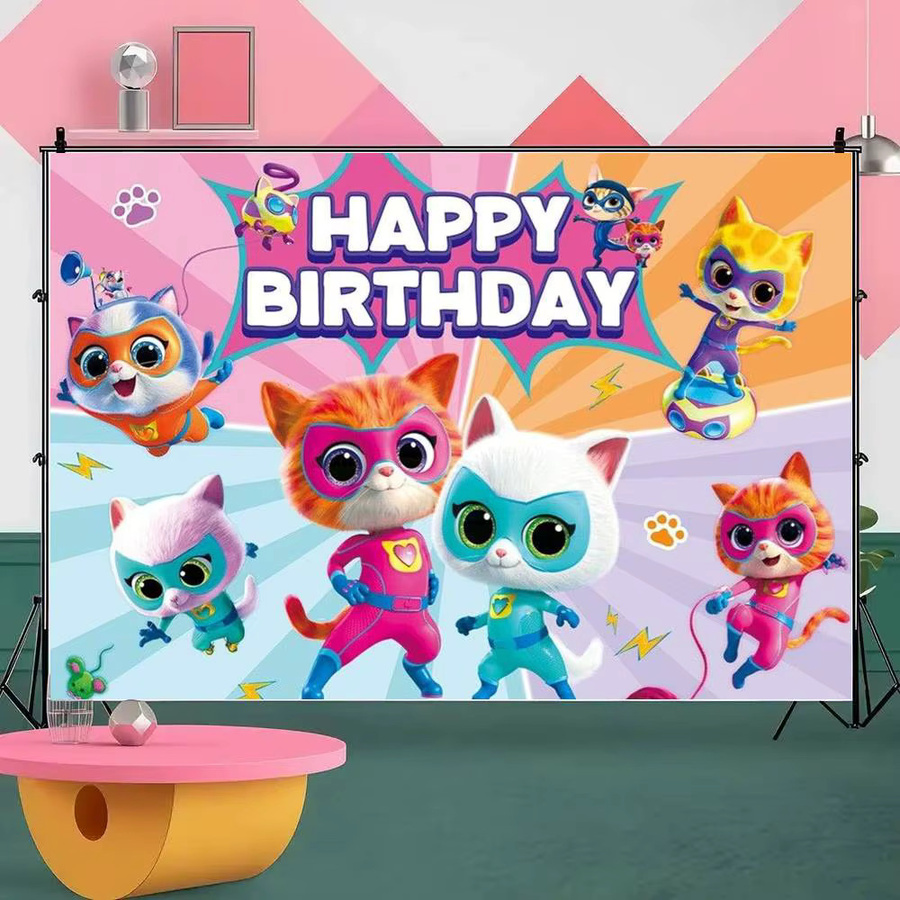 Mesuca Fotohintergrund SuperKitties Cartoon Vorhang, Mehrfarbig, B/H: 70 x 70 cm - Bild 4
