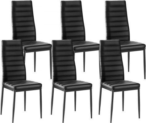 VEVOR Esszimmerstuhl Set aus 6 Stück, moderner gepolsterter Leder-Beistellstuhl in Schwarz mit Metallbeinen und dicken Kissen - Bild 1