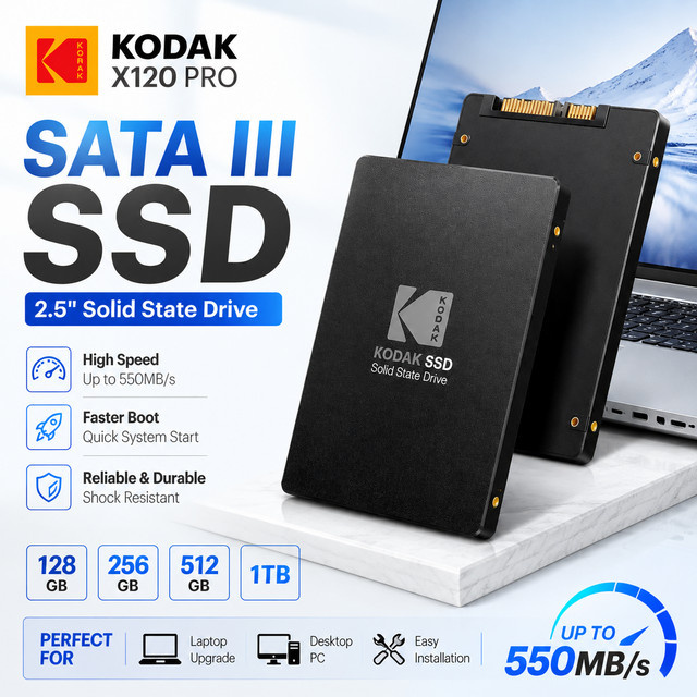 Kodak X120 Pro SATA III SSD 1TB 2,5 Zoll Interne Solid-State-Festplatte in Schwarz für Laptop und Desktop-PC-Upgrade - Bild 1