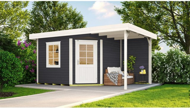 WEKA Gartenhaus 213 Plus Gr.2 A mit Flachdach aus europäischer Fichte in Anthrazit, B/H/T: 500 x 259 x 339 cm - Bild 1