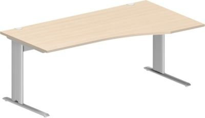 Schäfer Shop Pure Schreibtisch PLANOVA BASIC Freiform mit C-Fuß und integriertem Kabelkanal, Farbe Ahorn/weißalu, B: 180 cm, T: 100/80 cm, H: 71,7 cm - Bild 1