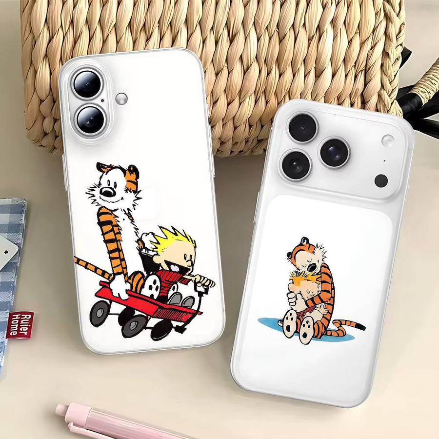 C-CalvinS und H-Hobbes Retro-Handyhülle für iPhone 11 bis 17 Pro Max Mini Plus, transparente stoßfeste Hülle - Bild 2