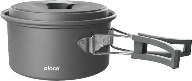 KaiSai Camping Kochtopf aus Aluminiumlegierung mit Klappgriff in Schwarz - Bild 1
