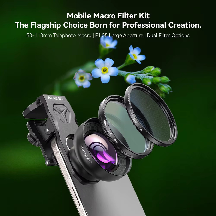 APEXEL Ultra-Makro-Objektiv HD Mikro-Handykamera-Linse in Schwarz für iPhone und Samsung, 100mm - Bild 4