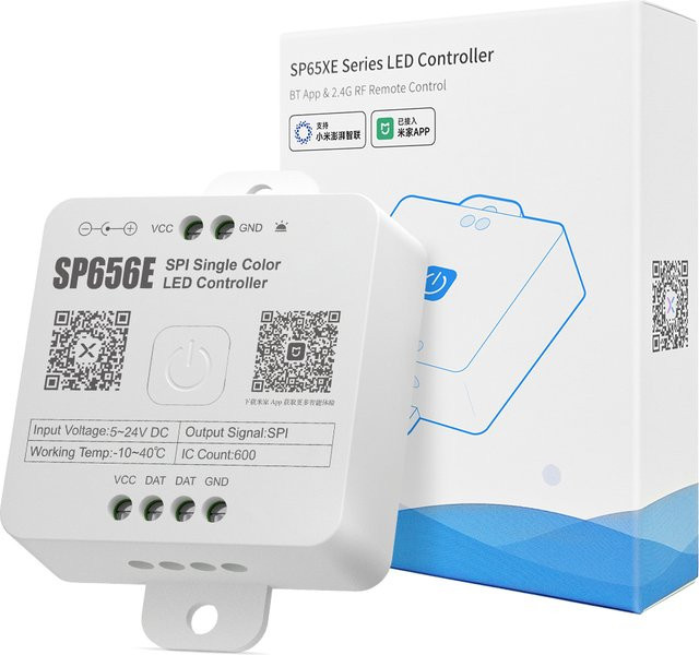 WELLMEET SP656E SPI Monochrom-LED-Controller mit Mi Home und Banlanx Dual App Steuerung sowie RB1/RC1 Fernbedienung, Farbe: Weiß - Bild 1