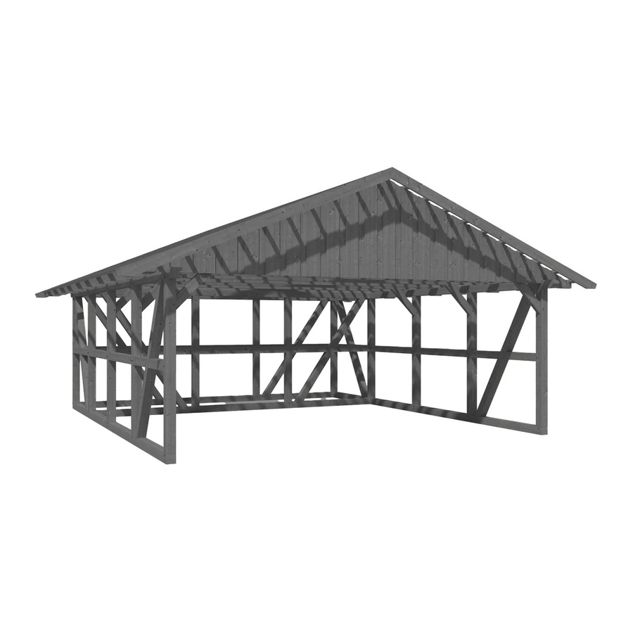 Skan Holz Carport Schwarzwald aus Fichtenholz mit Satteldach, Dachlattung und Abstellraum, Farbe: Grau, B: 684 cm, T: 772 cm - Bild 2