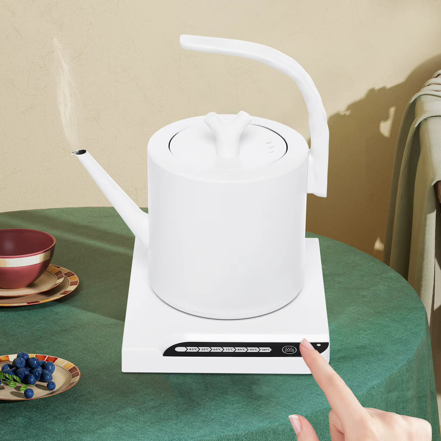 Elektrischer Wasserkocher Bymaocar mit 7 Temperaturreglungen und Voreinstellungen, Edelstahl-Warmwasserboiler für Kaffee und Tee, Weiß, 1 l - Bild 1