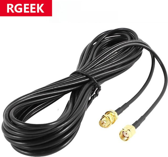 RGeek RP-SMA Stecker zu Buchse Verlängerungskabel aus Kupfer für Koaxial-Antennen und WLAN-Netzwerkkarten RG174 - Bild 1