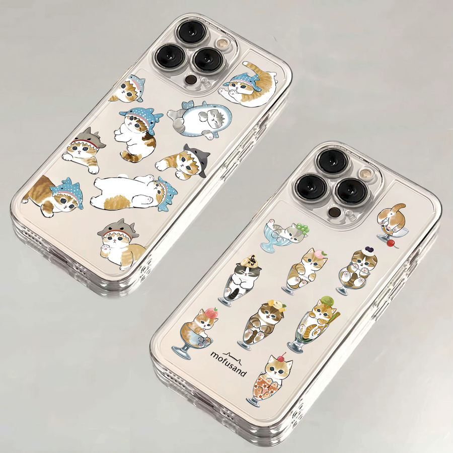 Potdemiel M-Mofusands Katze Handyhülle für iPhone 15 14 13 12 11 Pro Max Mini Plus SE Transparent - Bild 1
