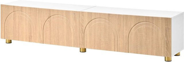 okwish TV-Schrank Lowboard mit Bogenrelief und 4 Türen in Beige, B/T/H: 180 x 40 x 40 cm - Bild 1