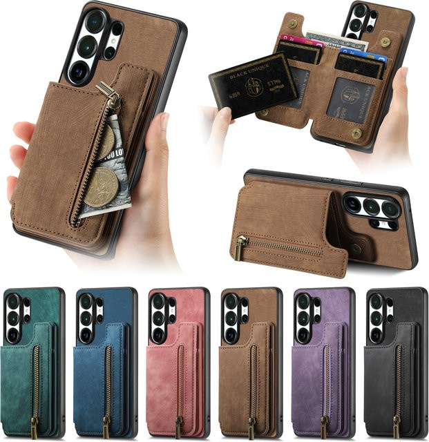 Magnetische Reißverschluss-Brieftasche mit Kartenhalter für Samsung Galaxy S26 Ultra S25 S24 S23 Ultra Plus FE A17 A37 A57 A16 A36 A56 Hülle in Purple - Bild 1