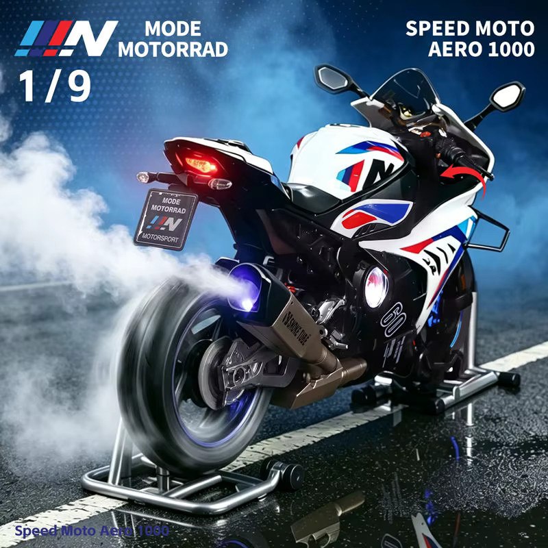 MAKEDA Sportmotorrad M1000RR S1000RR, Rennmotorrad-Modell, 1:9, mit Sound, Licht und Sprühfunktion - Bild 5
