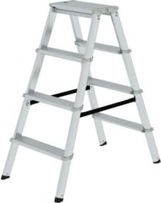 MUNK Aluminium-Stehleiter ML beidseitig begehbar mit 2 x 4 Stufen in Silber - Bild 1