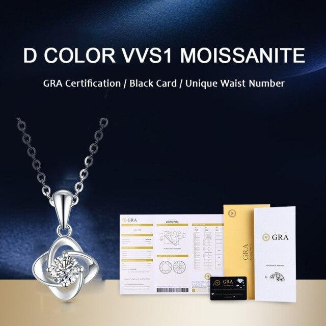 Allbestart Halskette Kleeblatt, 925 Silber, Moissanit, Diamant, 45cm, Damen - Bild 1