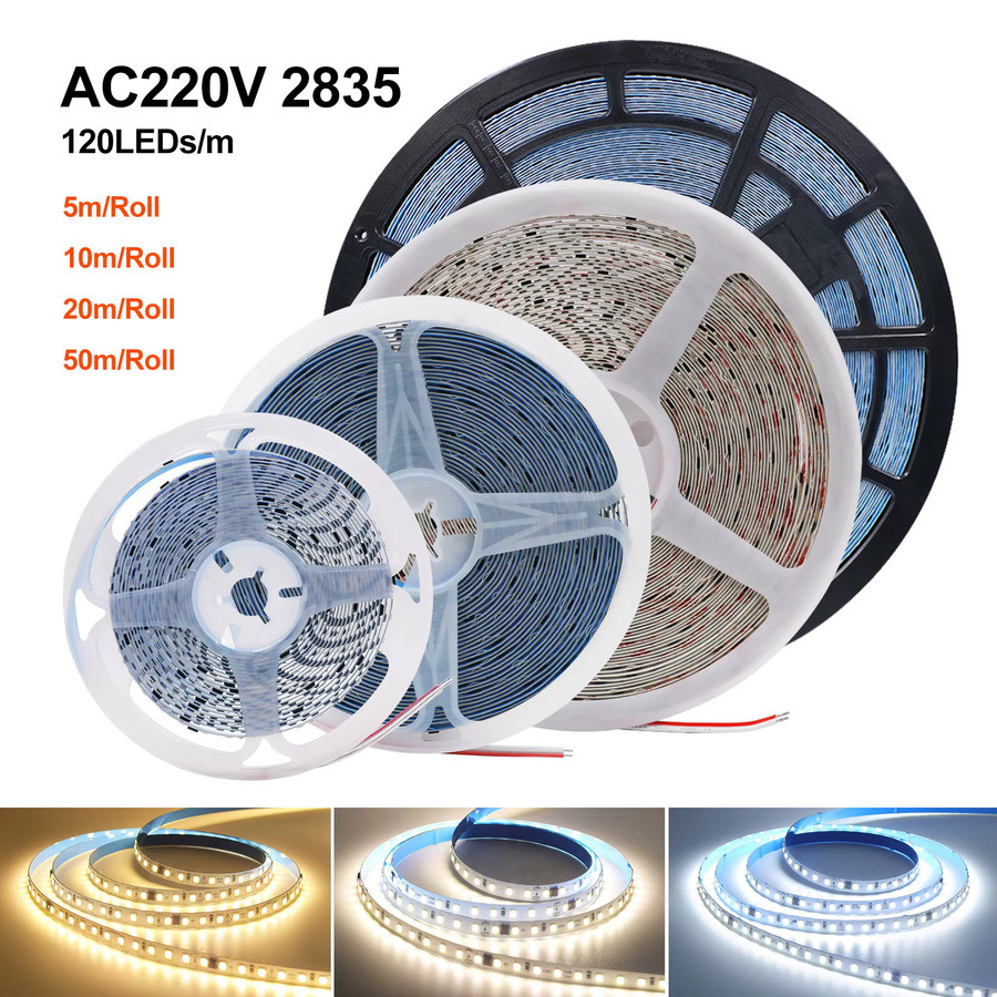 GAHADA LED-Streifenlicht SMD2835 mit 120 LEDs/m, IP44 wasserdicht, selbstklebend und schneidbar, 230 V, Weiß - Bild 3