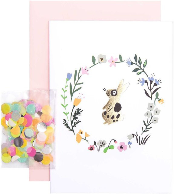 Rico Design Paper Poetry Grußkartenset Bunny Hop mit Blumenkranz und Hase - Bild 1