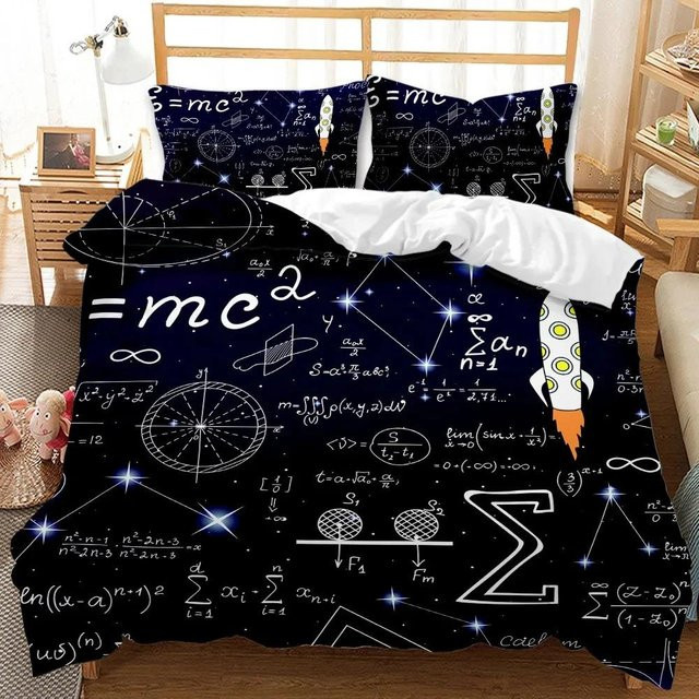 Binchi Outdoor Product Mathe-Gleichung Bettwäscheset mit mathematischen Formeln, Blau, B/H: 133 x 70 cm - Bild 1