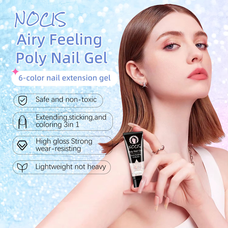 NOCIS Poly Gel Nagel-Set, 6 Farben, Natürlich, Klares Gel - Bild 3