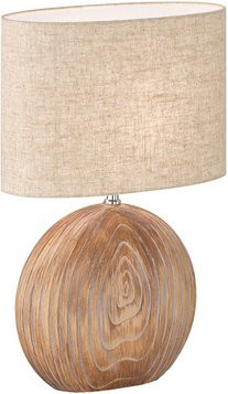 Fischer & Honsel Tischleuchte Tobse in Braun und Beige mit Keramik und Holz, B/H: 17 x 53 cm, E27 - Bild 1