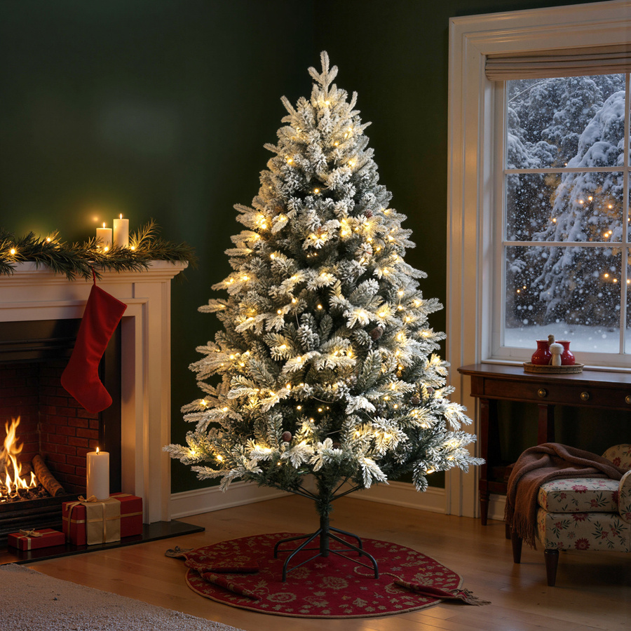 HOMCOM Künstlicher Weihnachtsbaum mit Kunstschnee und Stahlständer, Grün, Höhe: 180 cm - Bild 2