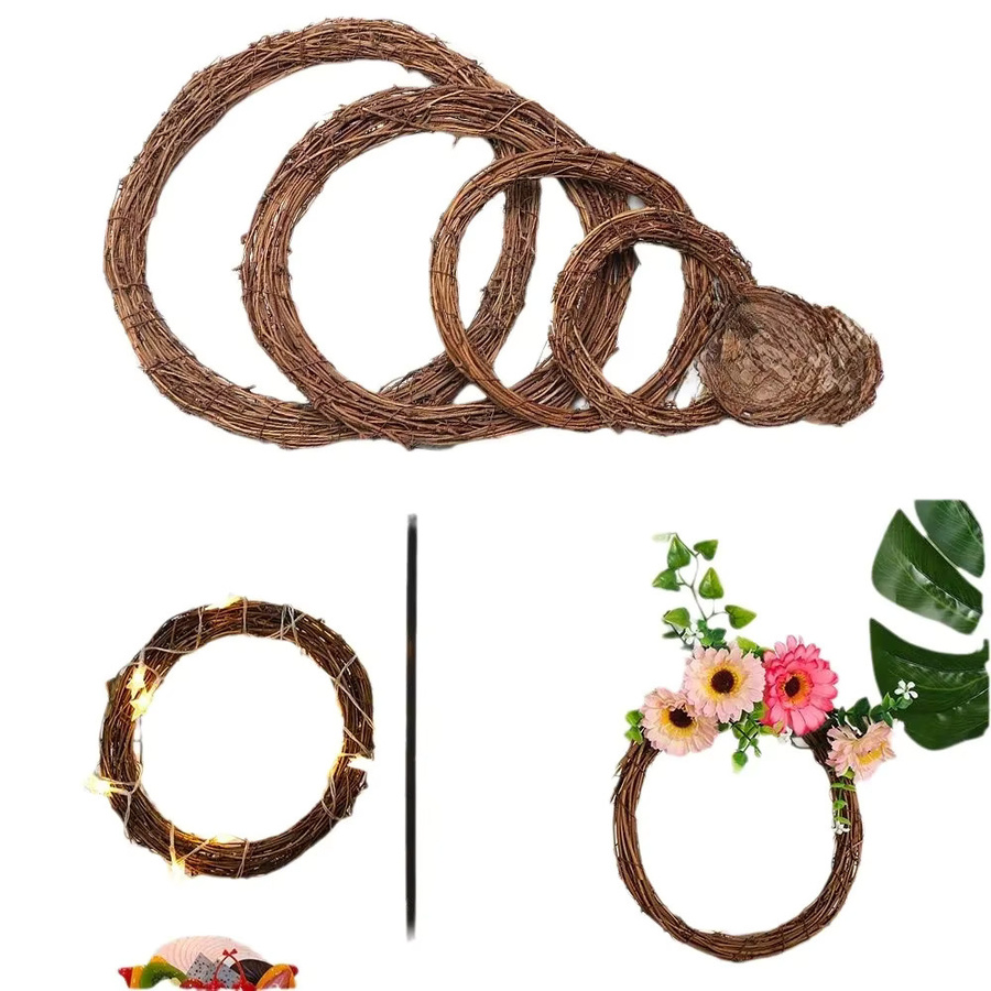 ZQCY Künstlicher Kranz mit Blättern und Blumen in Braun für Hochzeit, Weihnachten und Garten als Hänge-Ornament - Bild 2