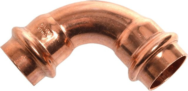Kirchhoff CU-Bogen 90 Grad mit 2 Muffen blank 15 mm 10 Stück aus Kupfer - Bild 1