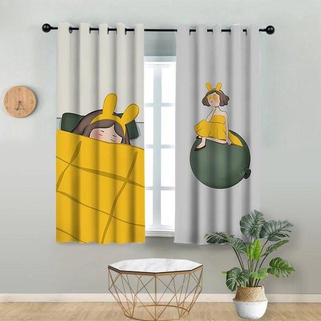 Yiran Furniture Verdunkelungsvorhang für Kinderzimmer mit Tiermotiv, 2er-Set, Mehrfarbig, B: 55 cm, H: 120 cm - Bild 1